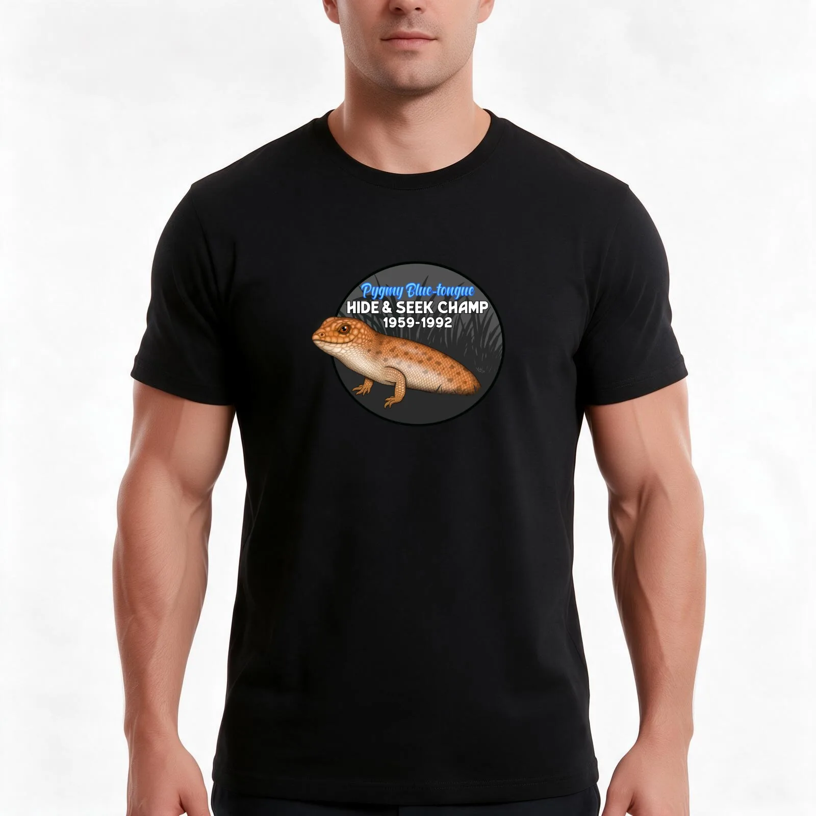 Pygmy Blue-tongue Skink T-Shirt, Summer Casual Cotton Tee, Oversized Streetwear Tops, Vintage Graphic Print, Unisex Men Women