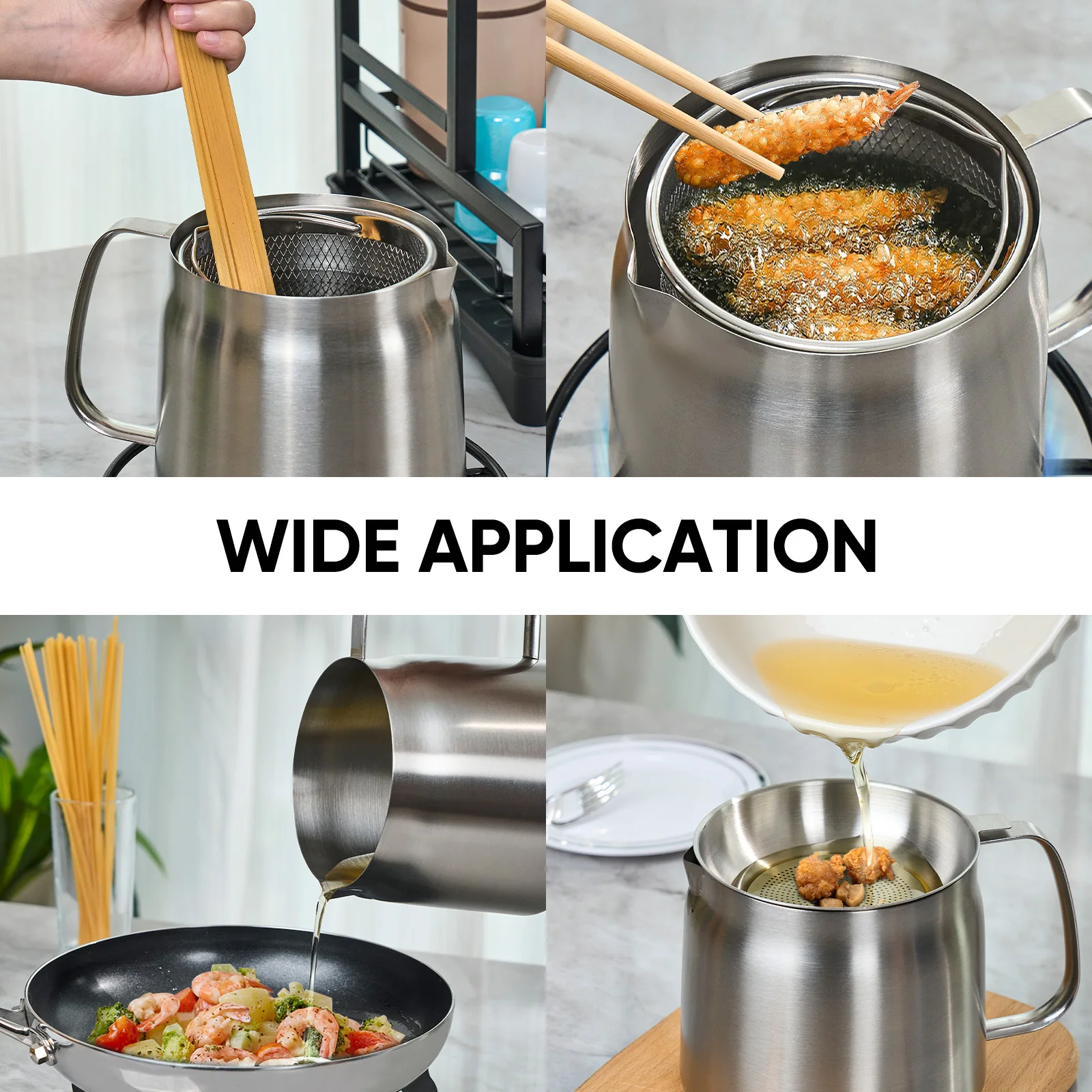 304 Stainless Steel Oil Container with Strainer - Bacon Grease Keeper, Cooking Oil Filter & Grease Separator for Cooking