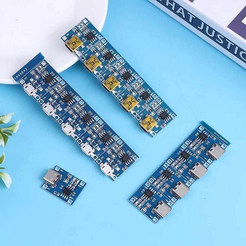 5Pcs 5V 1A TYPE-C Micro USB Lithium Battery Charging Board Charger Module With Protection Dual Functions 18650 TP4056