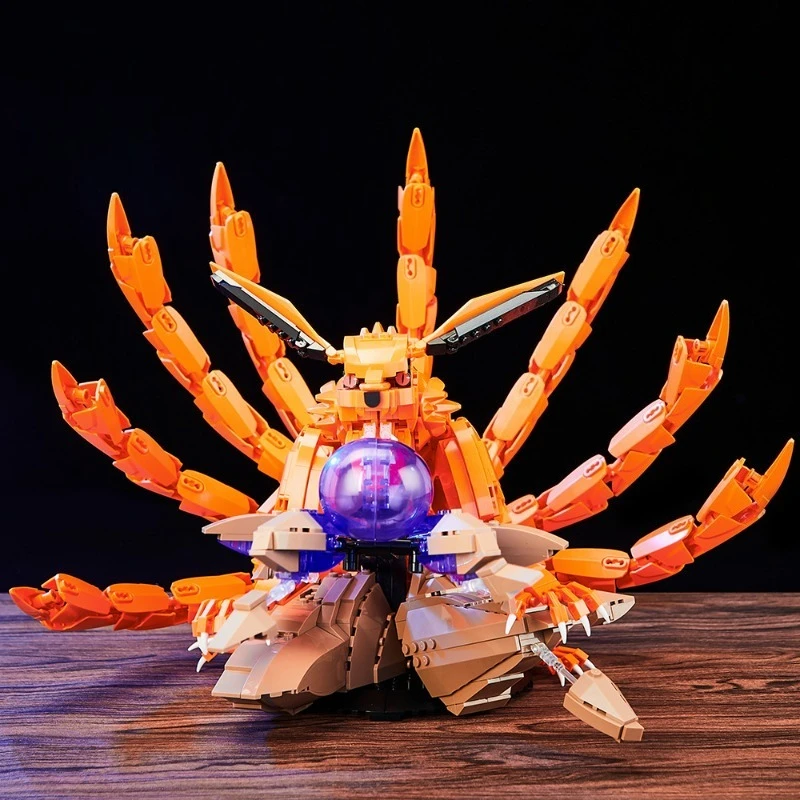 Trendy Collectible Oriental Mythical Nine-Tailed Spirit Fox Building Block Model, Small Brick Assembly Desktop Craft Ornament view 3