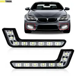 Pair Universal Daytime Running Light 8LED SMD 12V L-Shaped 7-Style DRL White Bright Waterproof Front Bumper Driving Fog Lamp Car