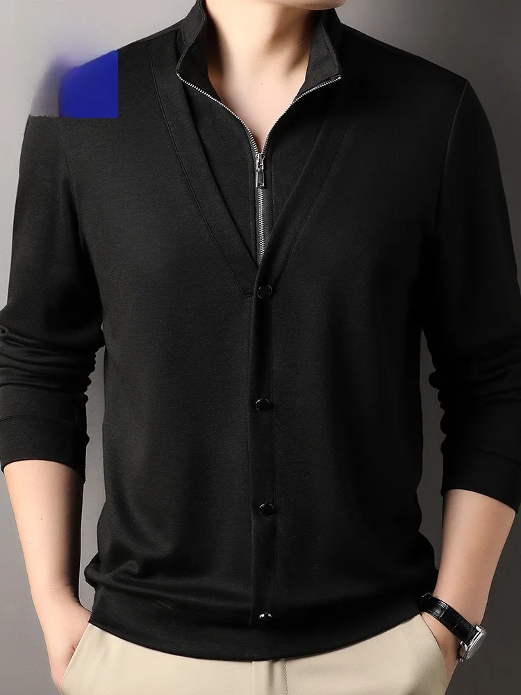 

Мужская длинная футболка Lormen из смесовой шерсти, повседневная, с V-образным вырезом, модная, свободного кроя, базовая, для весны и осени, комфортная.