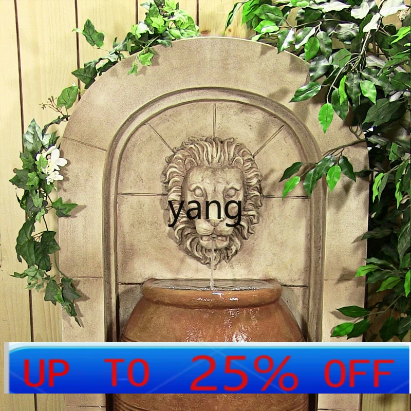

CX European Style Lion Head Flowing Water Garden Ornament Garden Decoration Circulating Water Wall-Mounted Landscaping