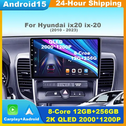현대 ix20 ix-20 2010-2023용 안드로이드 15 카플레이 안드로이드 카 라디오 플레이어 멀티미디어 IPS QLED 네비게이션 GPS 와이파이 헤드 유닛