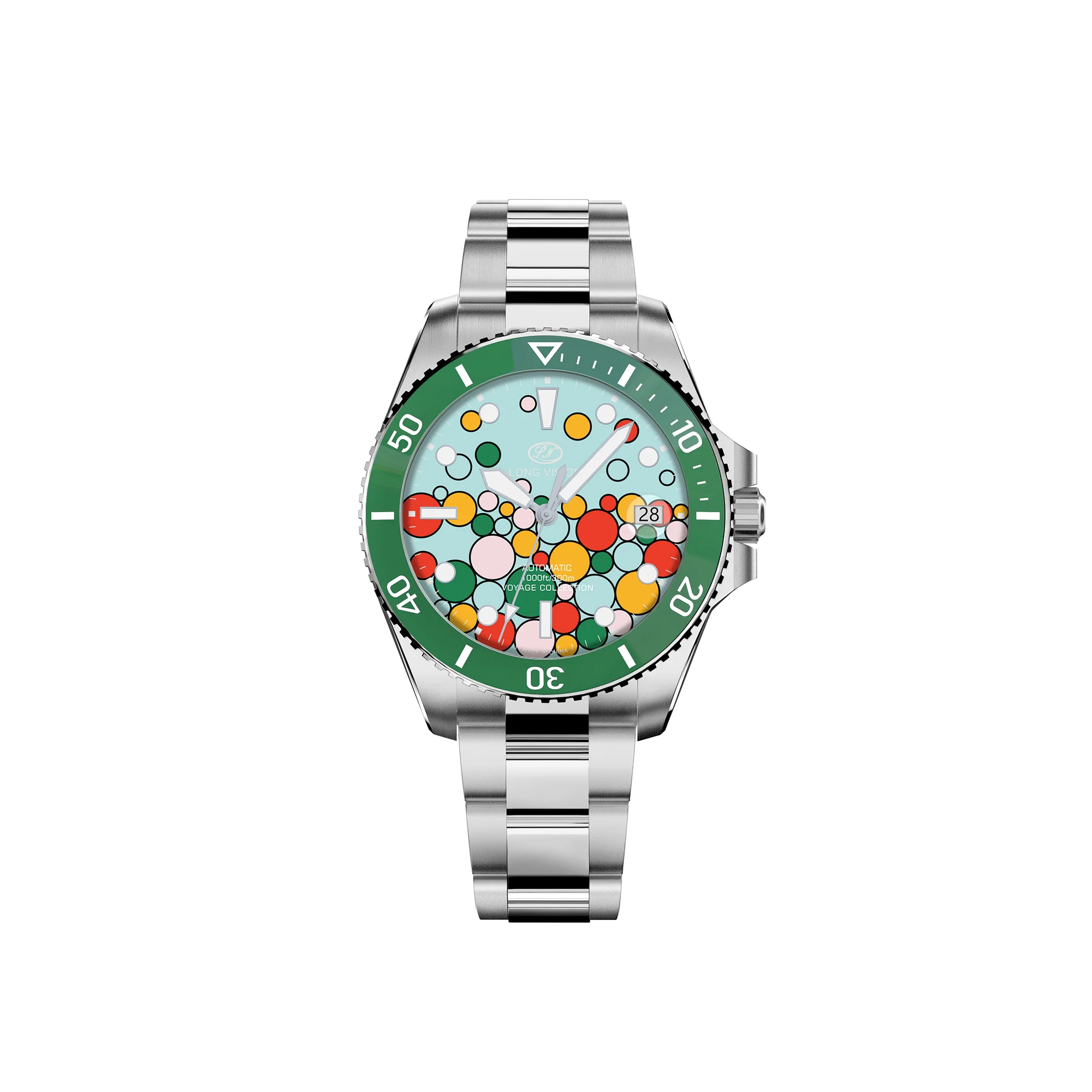 LONGVISION Colorful Balloon Dial Style High-End Mechanical Diver Watch with Pink Dial 37-41MM