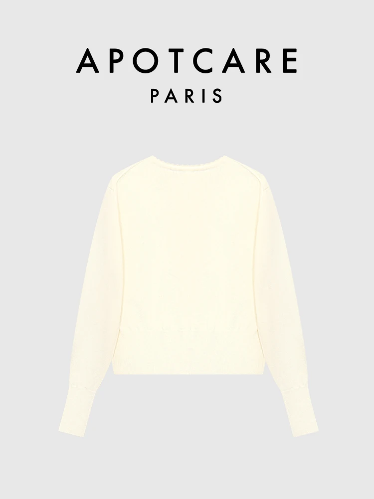 New Arrival APOTCARE Casual Embroidered Knitwear Women's Loose Fit Long Sve round Ne Cardigan Wool Blend Autumn 2024