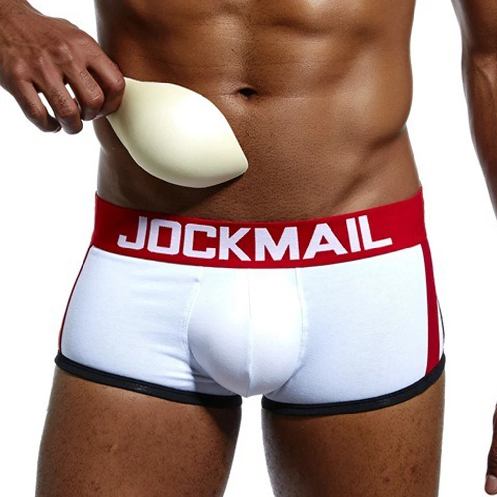 Jockmail Mens Underwear Cotton Lingerie Boxers Sexy Front Invisible Cup Push Up Panties for Man Pouch Cuecas Masculino Sissy
