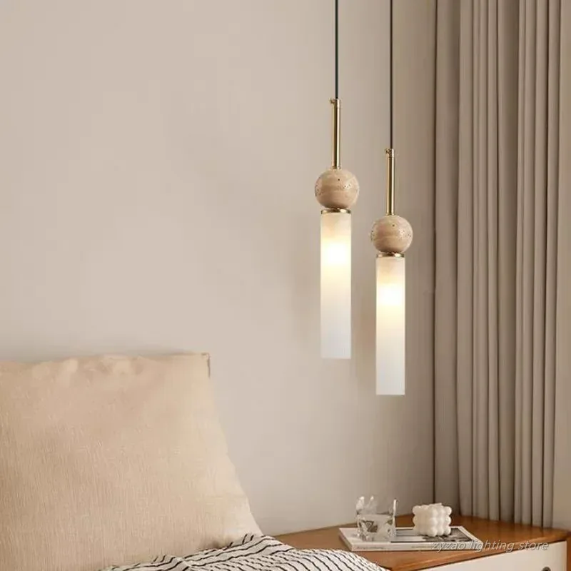 Cave Stone Wabi-Sabi Bedroom Bedside Lights Chandelier Creative Cream Homestay Vintage Nordic Restaurant Pendant Lamp