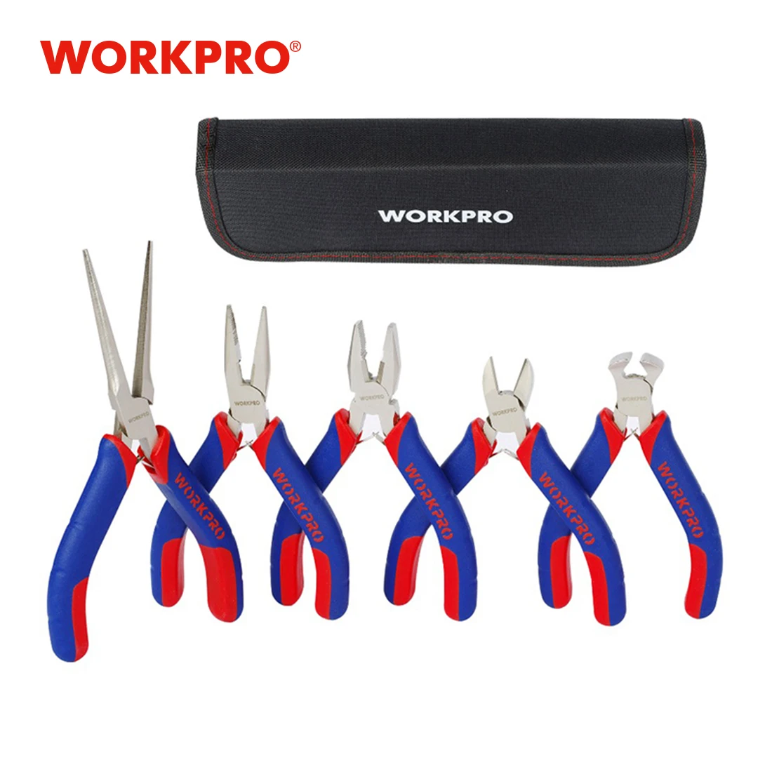 

WORKPRO 5-piece Mini Pliers Set Diagonal Pliers Cutter DIY Jewellery Making Plier Set with Easy Carrying Pouch