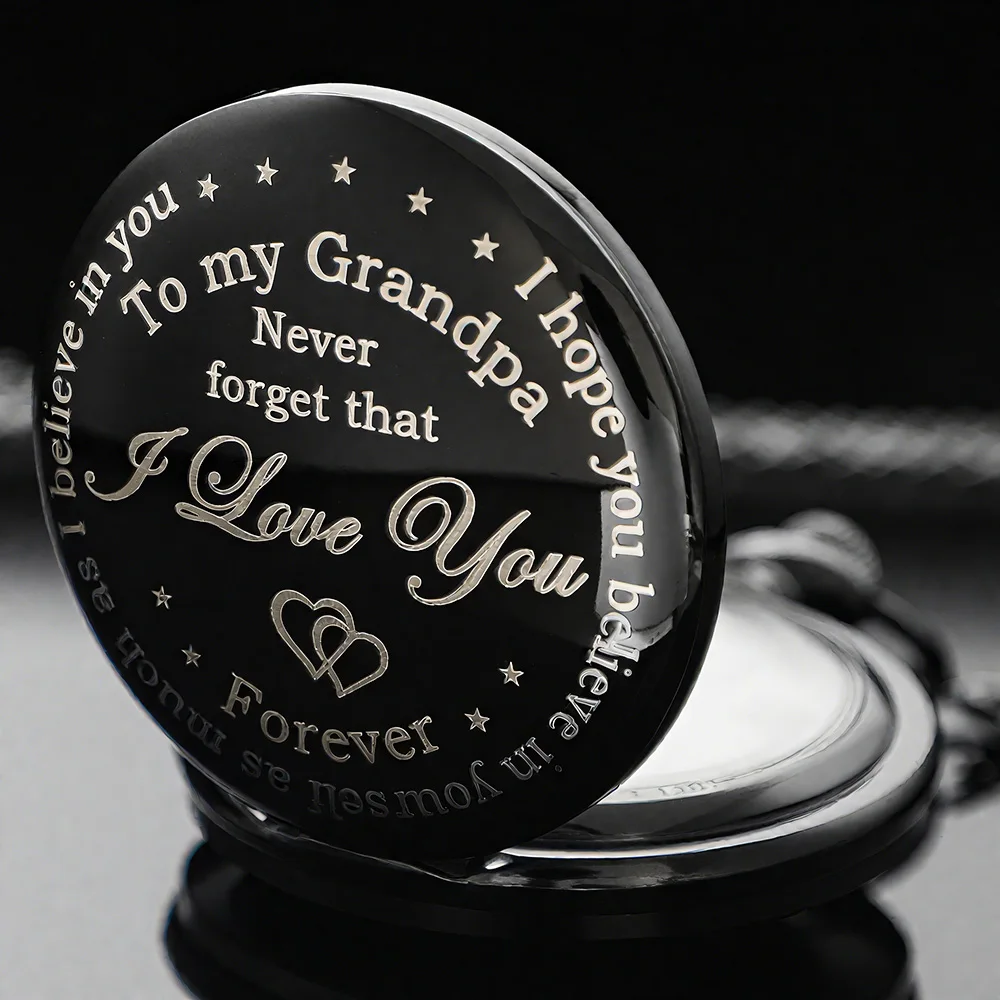 ساعات الجيب الرائعة خمر العتيقة قلادة كوارتز جيب فوب ساعة عيد ميلاد هدية عيد الأب للجد