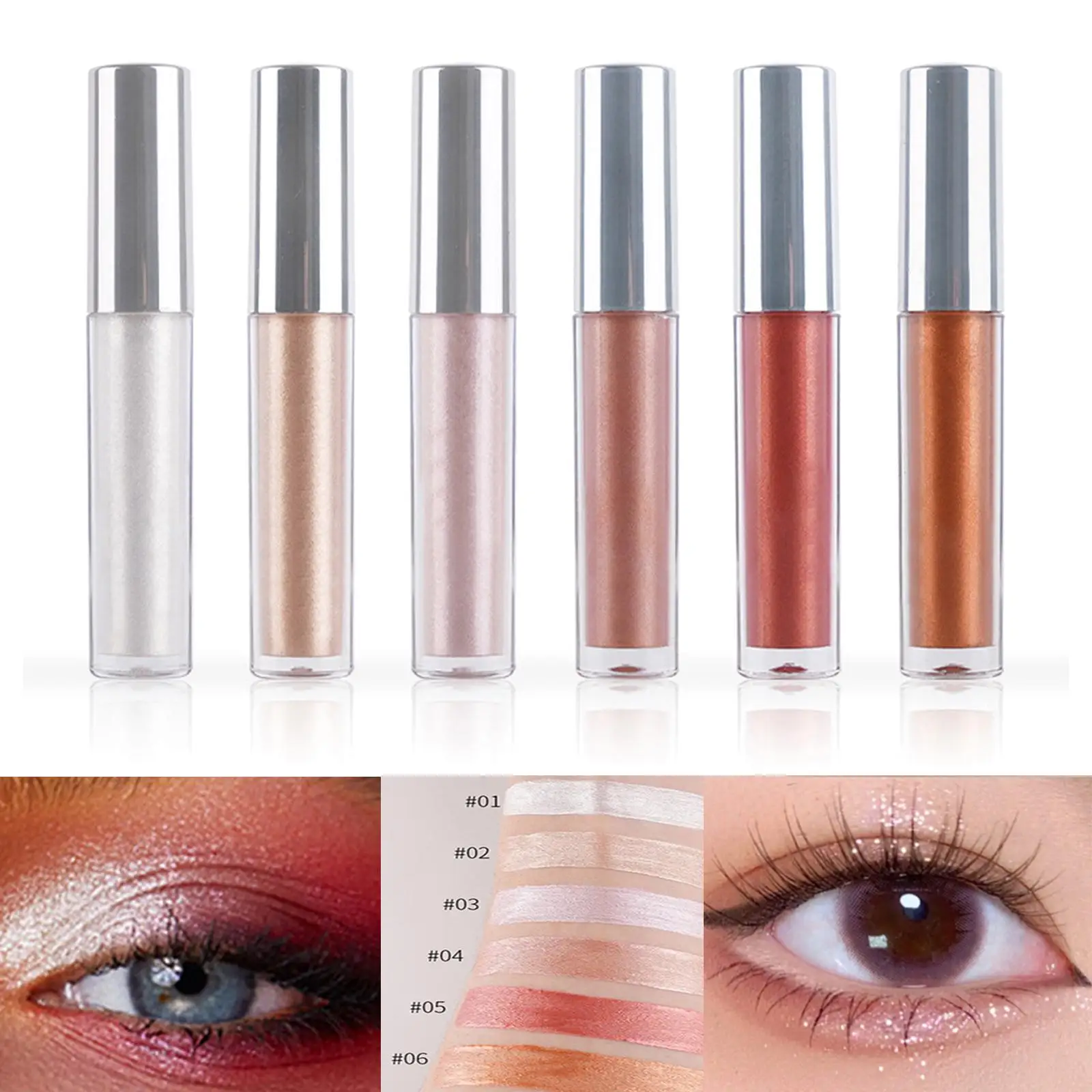 Liquid Glitter Eyeshadow Sparkling Eye Makeup Cosmetic Shimmer Quick Drying Lightweight Smooth for Daily Travel Portable