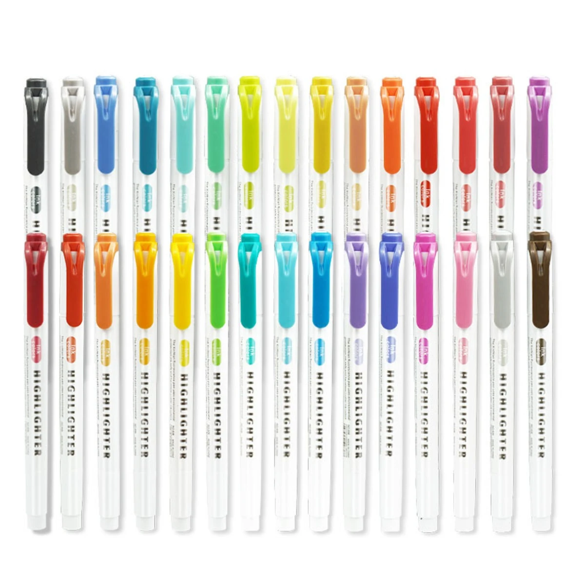 15-Color Pastel Highlighter Set, Double-Ended Highlighters with Broad & Fine Tips, Assorted Warm Colors, for School Office Suppl