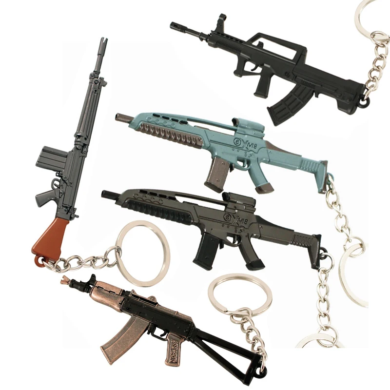 Arena Breakout AKS74U Model Keychains CF Gun FN FAL QBZ95 XM8 Cosplay Key Ring Backpack Pendant Fans Collectible Fashion Jewerly