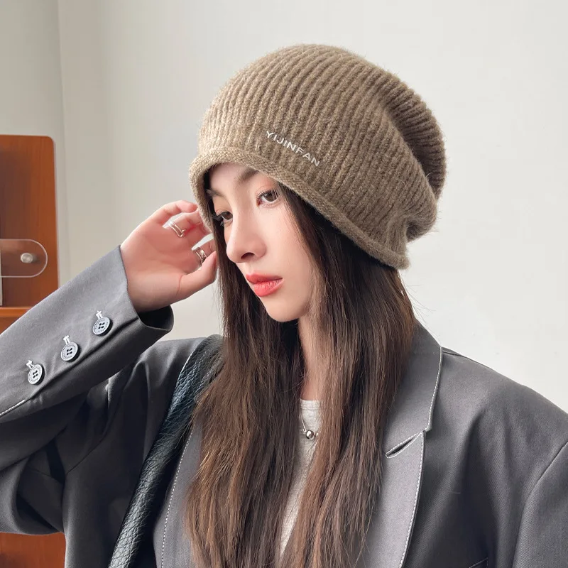 قبعة نسائية، قبعة خريف/شتاء دافئة مقاومة للرياح، منتج عصري جديد: قبعة شتوية تحديد الوجه، قبعة من القماش المحبوك يشبه الصوف
