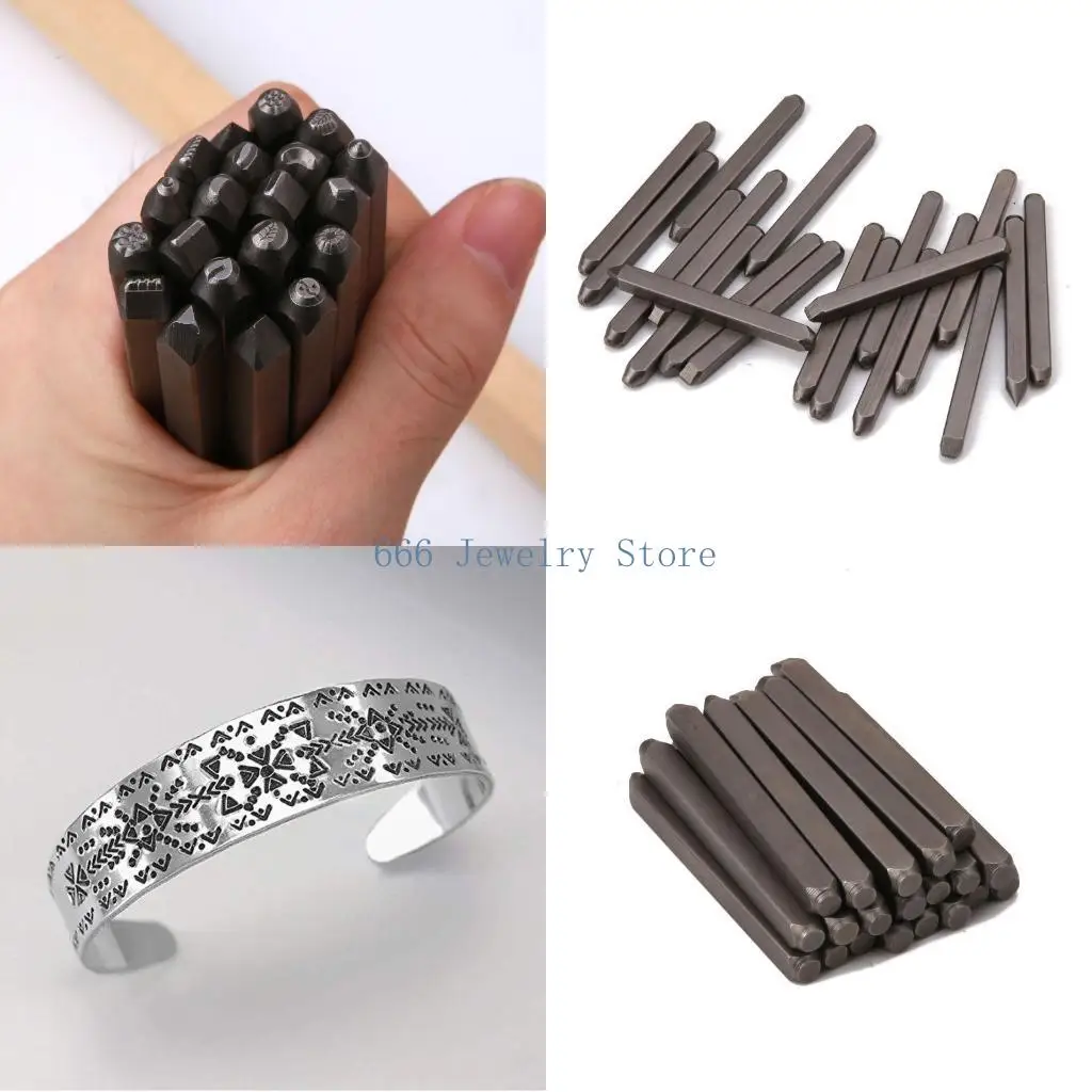 

F2TD 20Pcs 4mm Steel Punches Flower Leaf Stamps Jewelry Making Metal Stamping Tools