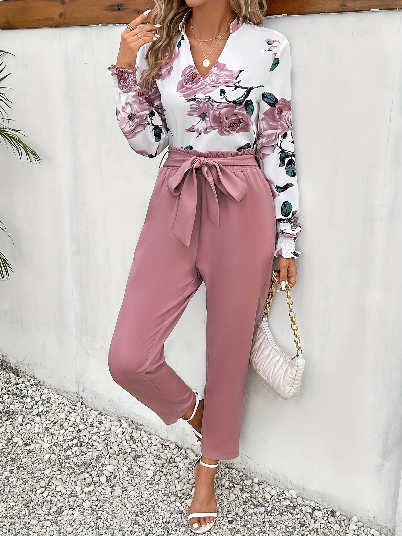 pink satin loose slimming casual pants for women, fashionable and high-end slim fit small leg pants