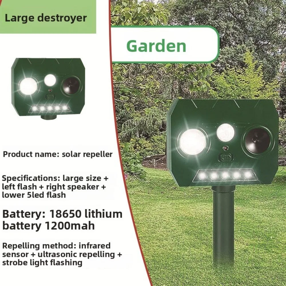 

Открытый солнечный отпугиватель животных, светодиодный светильник, ультразвуковой репеллент для кошек и собак, водонепроницаемый садовый репеллер, сдерживающая мышь, кошка