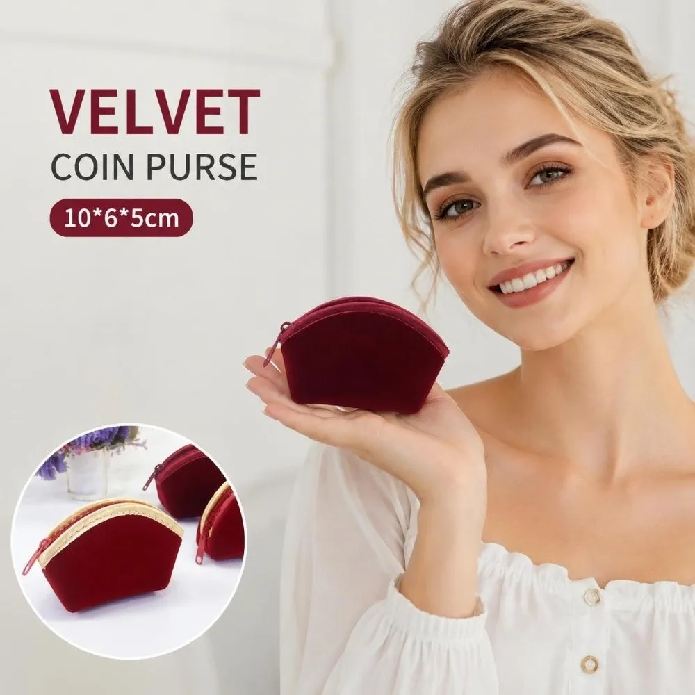 Gifts Velvet Jewelry Storage Pouch Chinese Style Small Change Purse Soft Red Wallet Women