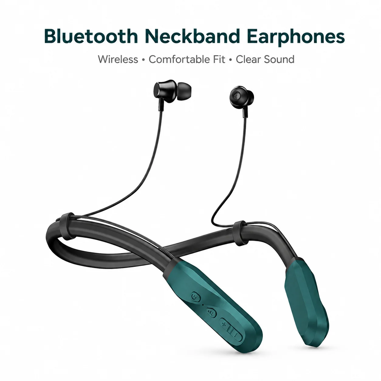 Słuchawki Bluetooth Bezprzewodowe Sportowe Słuchawki Douszne, 100 godzin pracy, Bateria 800mAh, Wbudowany Mikrofon, Ładowanie Type-C, Konstrukcja z Paskiem na Szyję