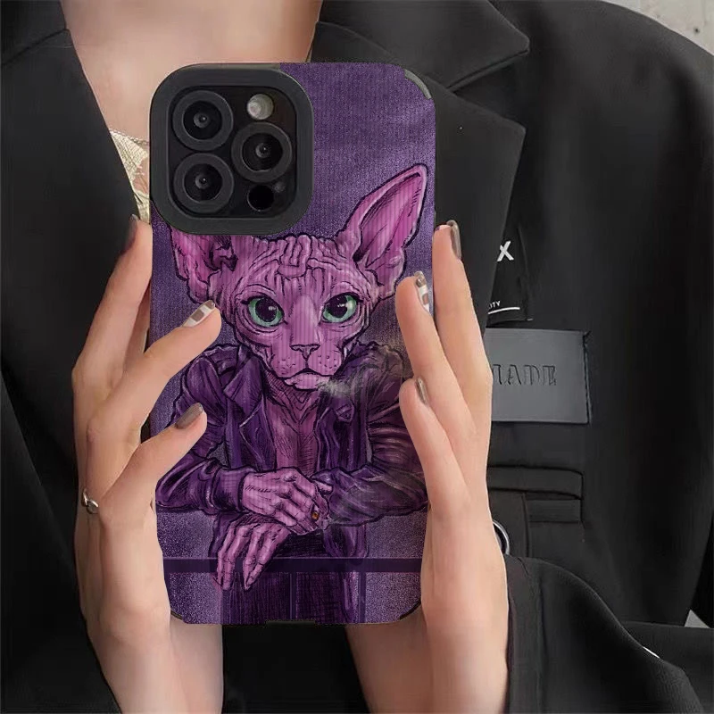 Sphinx Cat Smoker Phone Cases for IPhone 11 Case 14 Pro Max 15 Pro Max Siamese Cat Smoking IPhone Case for IPhone 13