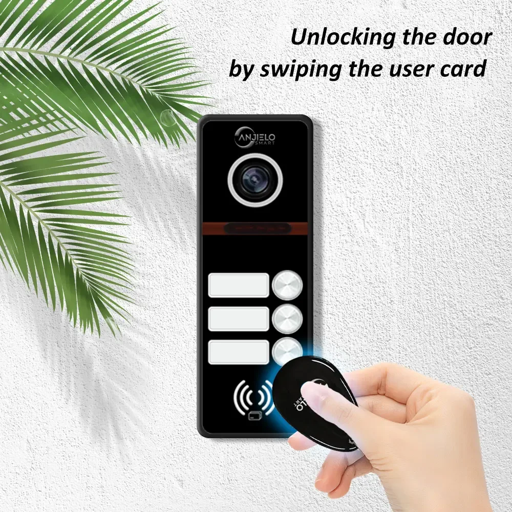 Tuya Smart WIFI Door Camera with Monitor Touchscreen 1080P Video Door Phone Video Intercom System for 3-Family