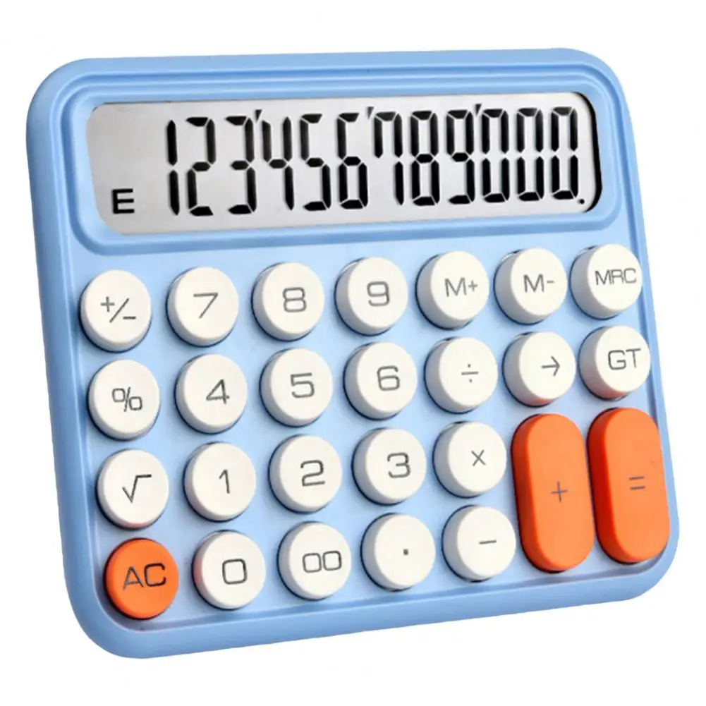 Mechanical Calculator 12-digit with Large LCD Display Convenient Precise Big Round Button Key Calculator