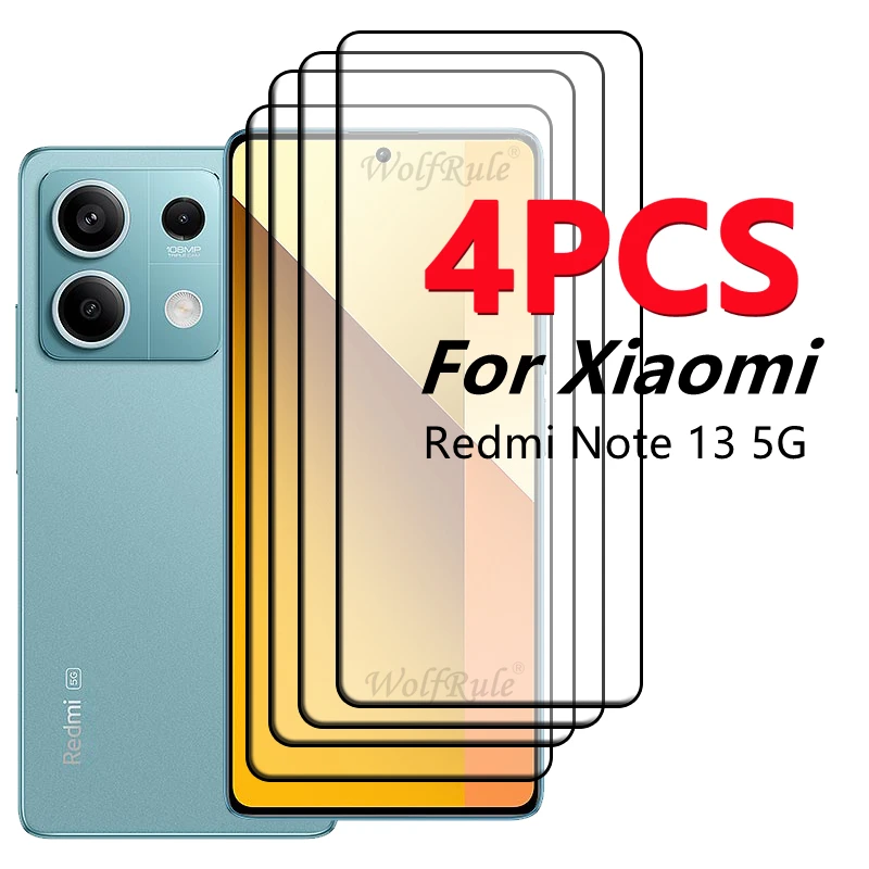 

2/4PCS Screen Protector For Redmi Note 13 5G Glass Xiaomi Redmi Note 13 5G Full Cover Glue HD 9H Tempered Glass Redmi Note 13 5G