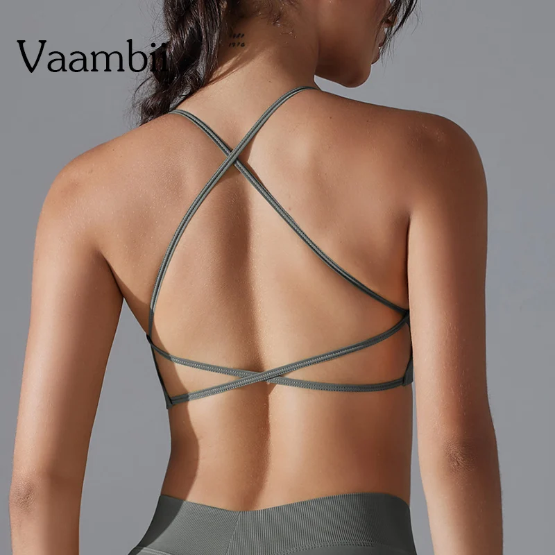 

Workout Yoga Bra Seamless Back Cross Sports Bra Gym Backless Sports Tops Women Fitness Running Bra Higher Quality Yoga Clothes