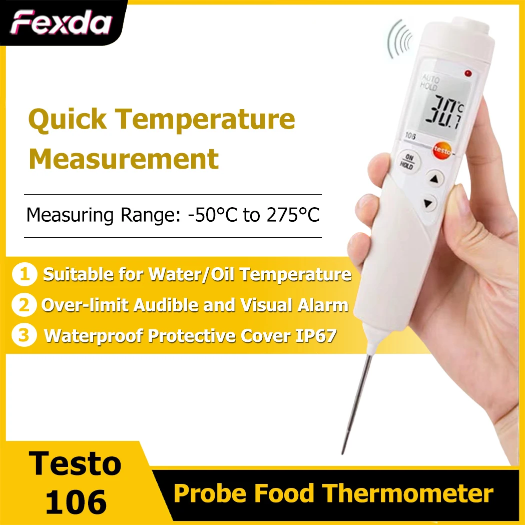 

Testo 106 Digital Food Thermometer High Precision Waterproof Kitchen BBQ Thermometer Water Oil Temperature Quick Measurement
