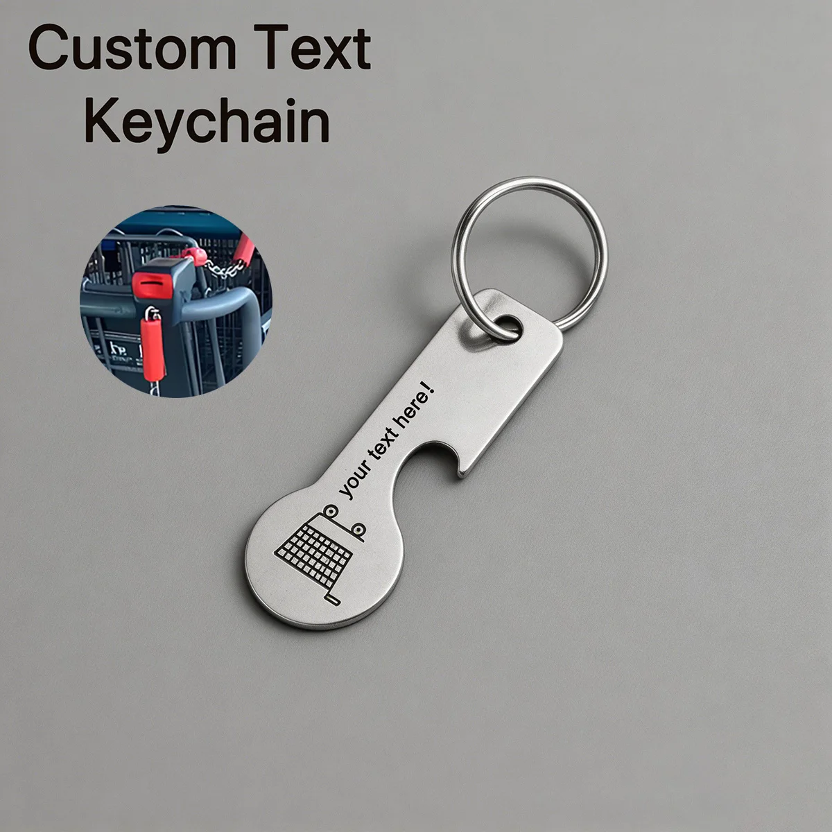 

2Pcs Custom Name Keychain Supermarket Cart Token Customized Text Key Chain Festival Gift Personalized Text Beer Bottle Opener