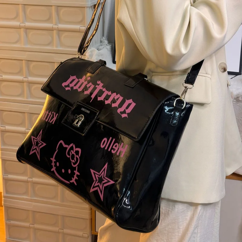 Sanrio hello kitty bonito moda bolsa dos desenhos animados tendência tempero meninas compras leve versátil ombro saco do mensageiro