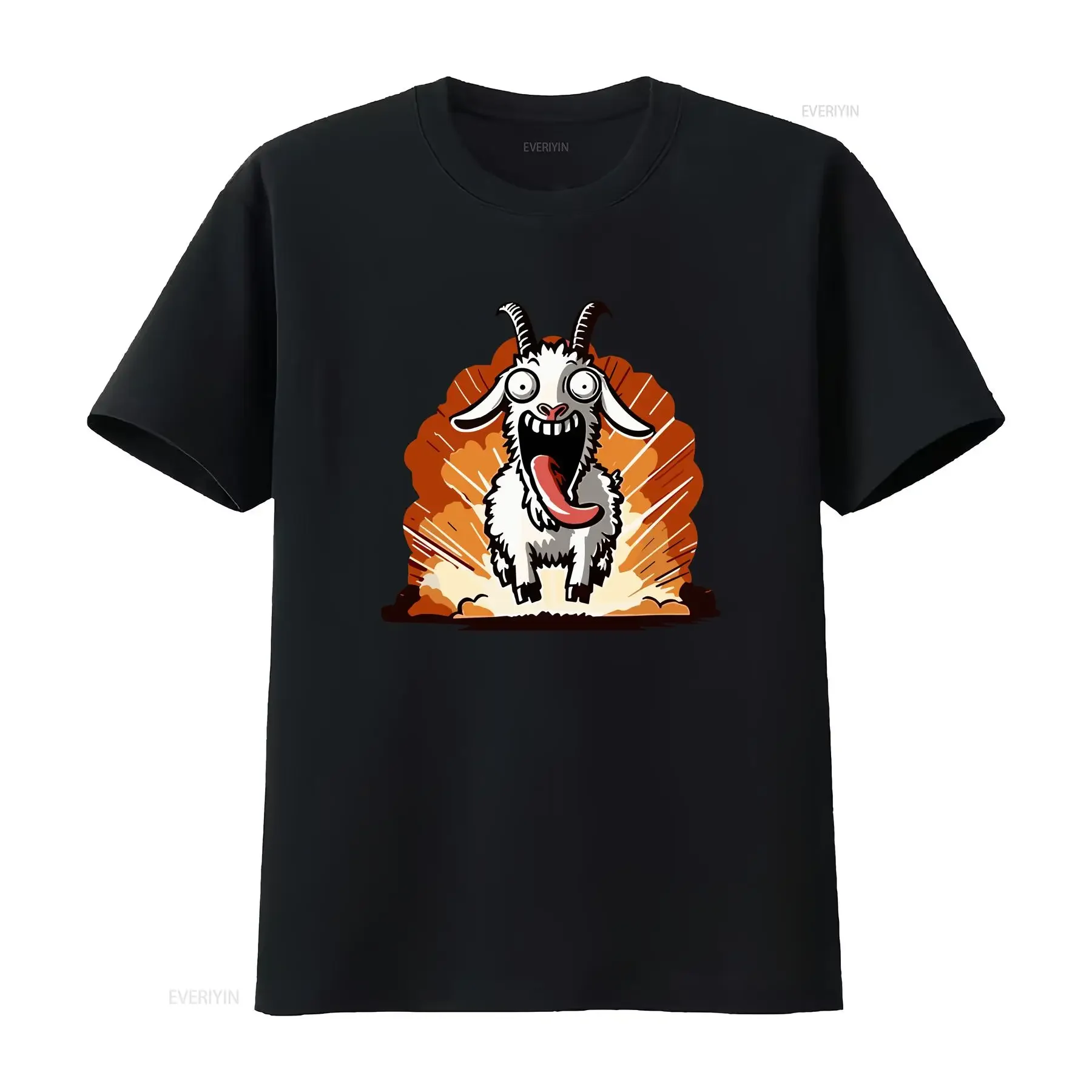 Crazy Goat Simulator Funny Animal Humor Men's  T Shirt vintage Washed Stylish Stretched Breathable Top For Everyday Wear Casual
