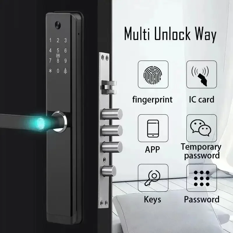 6068 Mortise Digital Electronic Handle Lock Tuya Ttlock Digit Fingerprint Password Wifi Electric Smart Door Lock