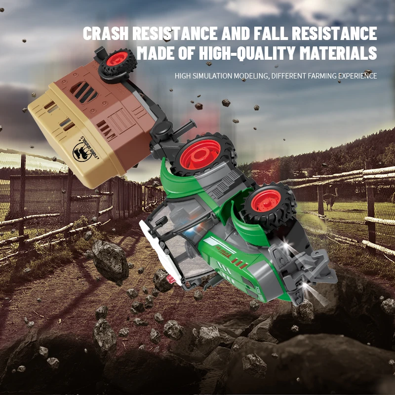 1/24 RC Farmer Tractor Remote Control Trailer Car for Boys Light Farmer Truck Electric Model Toys 27mhz Radio-Control Truck Xmas