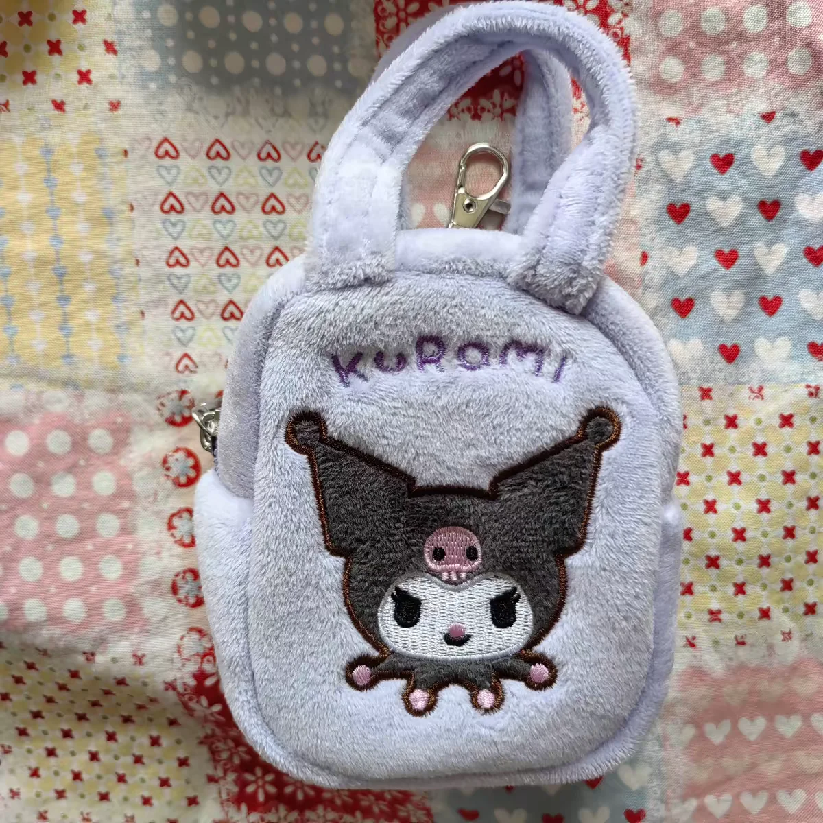 Hello Kitty Kuromi Melody Sanrio Embroidery Pattern Cute Plush Handbag Coin Purse Pendant Portable Storage Bag Birthday Gift view 6