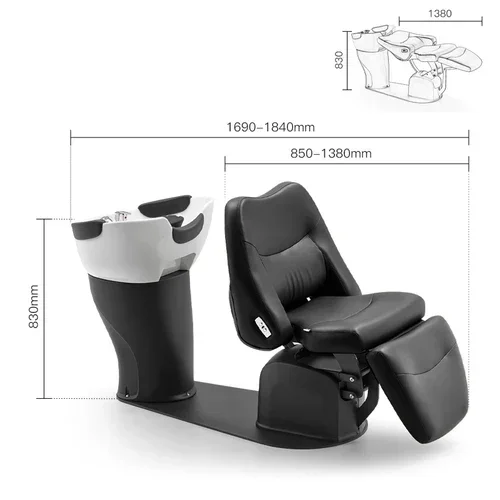 Shampoo Chair Lying Half Flush Shampoo Basin Head Therapy Barber Shop Electric Shampoo Chair