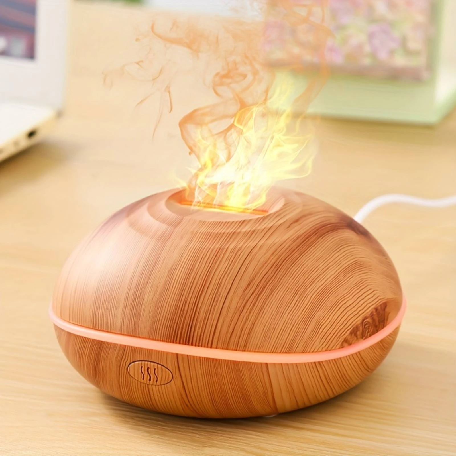 

Flame Effect Dispenser Universal Serial Bus Powered Simulated Fire Humidifier Illuminated Flame Humidifier Auto Shut-Deactivated