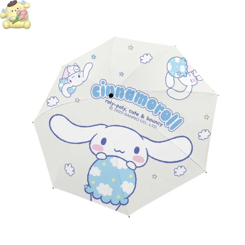 Sanrio Kawaii Cinnamoroll Umbrella Cartoon New Sunny and Rainy Umbrella Outdoor Manual  Umbrella Anti-ultraviolet Cute Parasol