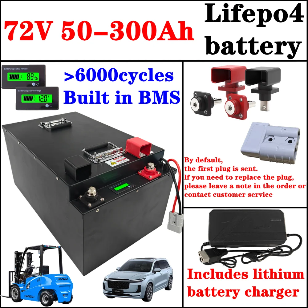 72V Lithium Battery 50Ah 70Ah 90Ah 100Ah 150Ah 180Ah 200Ah 300Ah Lifepo4 for 3KW 7KW 10KW 14KW Sightseeing Bus Two Wheeler