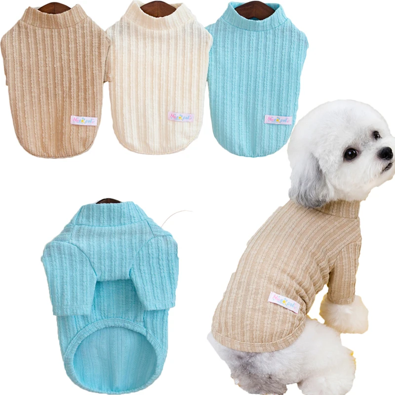 Solid Cat Dog Bottom Shirt Brown Beige Blue Pet Clothes For Small Dogs Yorkshire Terrier Turtleneck Hoodies Puppy Hoodie Apparel