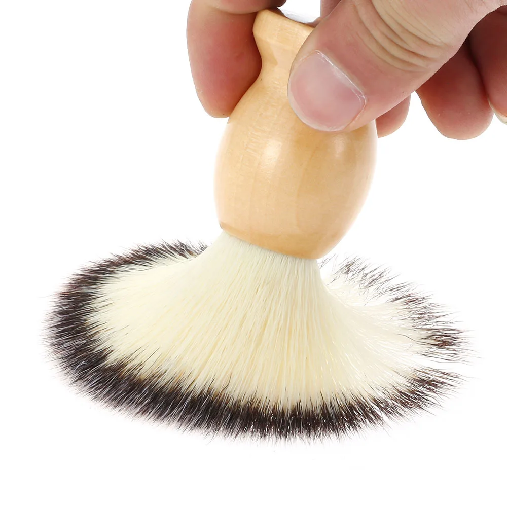 1 Pc Nylon Hair Shaving Brush With Wood Handle Beard Cleaning Tool for Home/Travel Hairstyle Salon Barber DIY Hair Styling Tool