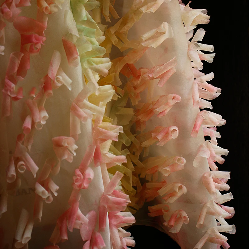 

Organic Relief Fabric Creative Gradient Three-Dimensional Rolled-Edge Textured Fabric Handmade DIY Skirt Clothes Designer Fabric