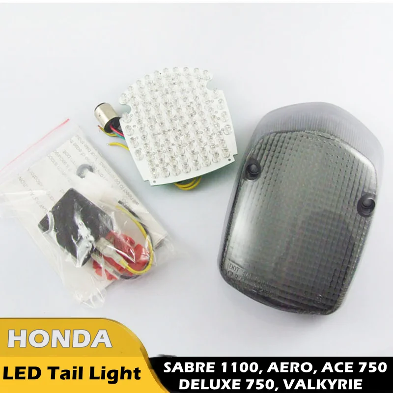 12V Taillight Motorcycle LED Turn Signal License Plate  Taillight For HONDA  SABRE 1100, AERO, ACE 750, DELUXE 750, VALKYRIE
