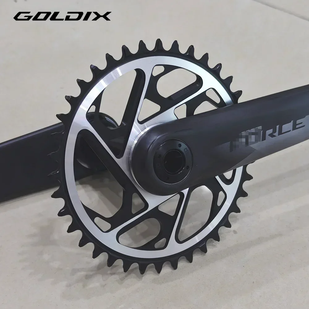 GOLDIX 8 Bolt Bicycle Chainring 3mm Offset 7075 Aluminum Alloy CNC Hollow Wide Narrow Teeth 36T/38T for SRAM ETAP AXS KRAFT RED