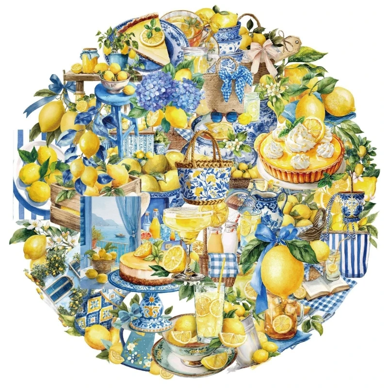 CORA 50Pcs Lemon Theme Sticker for Diary Journal Scrapbook Planner Phone Case Laptop