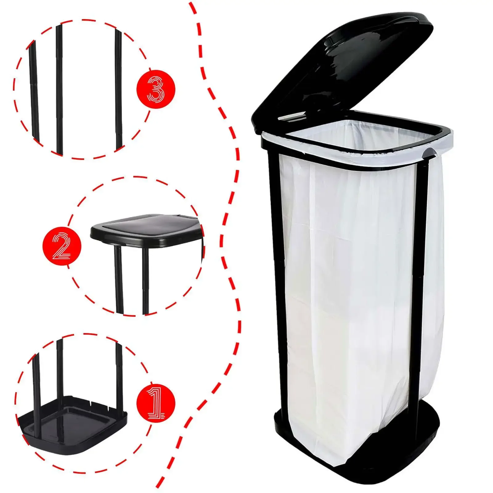 

For Kitchen Laundry Outdoor Recycling Portable Trash Bag Holder Trash Can Stand Decor Garbage Bag Support Outdoor Waste Bin