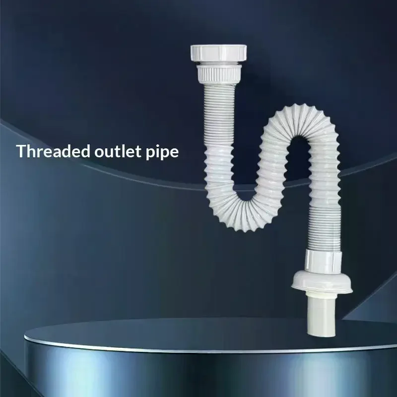 1/5Pcs Universal Threaded Drain Pipe 45/56mm Flexible Corrugated Sink Drain Hose For Kitchen Sink Basin Sewer Drainer