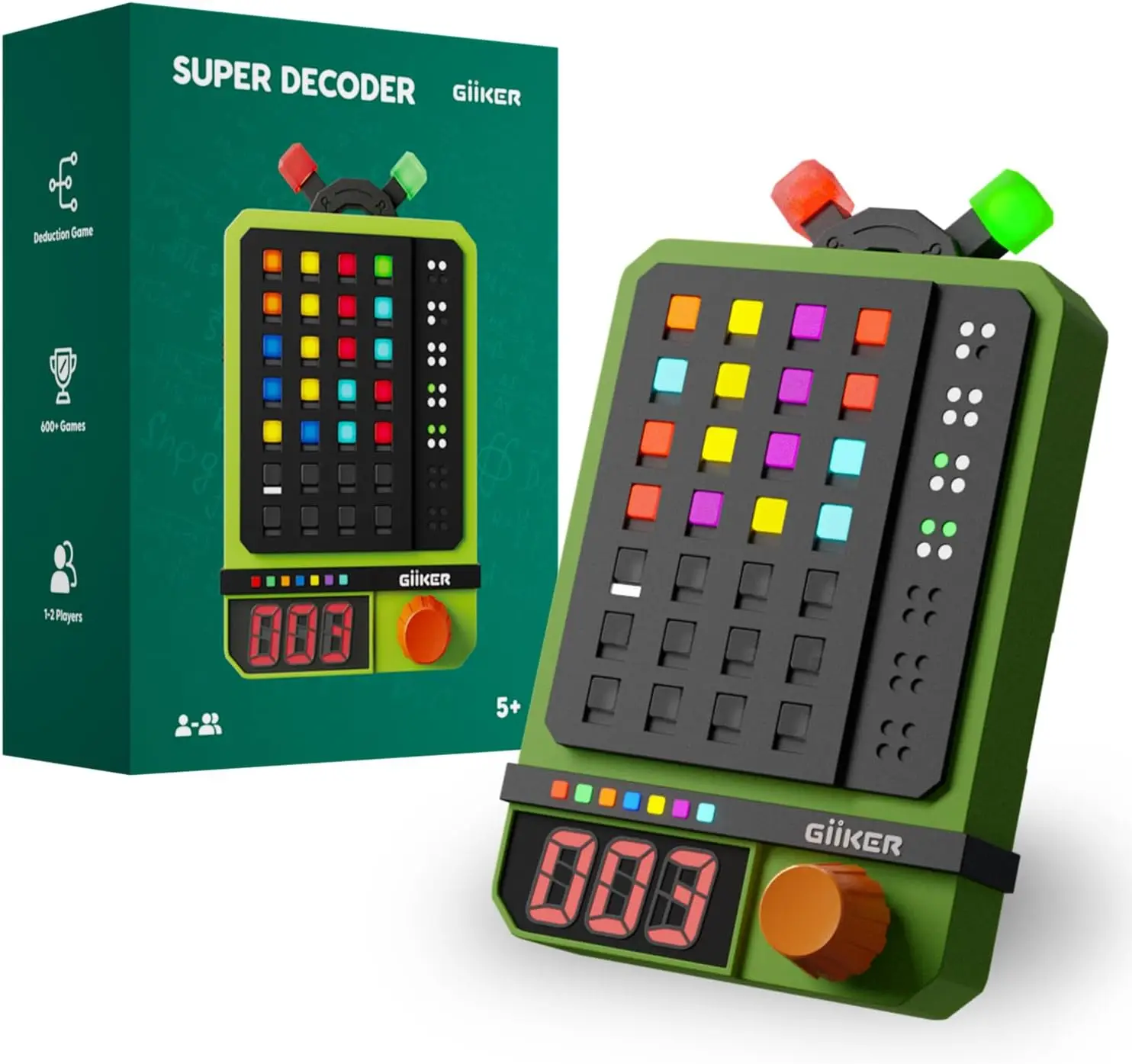 GiiKER Super Decoder Code‑Breaking Puzzle, 600 Levels | Handheld Code‑Breaking Game For Kids And Adults, Road Trip Activity, Birthday Gift, 1‑2 Players