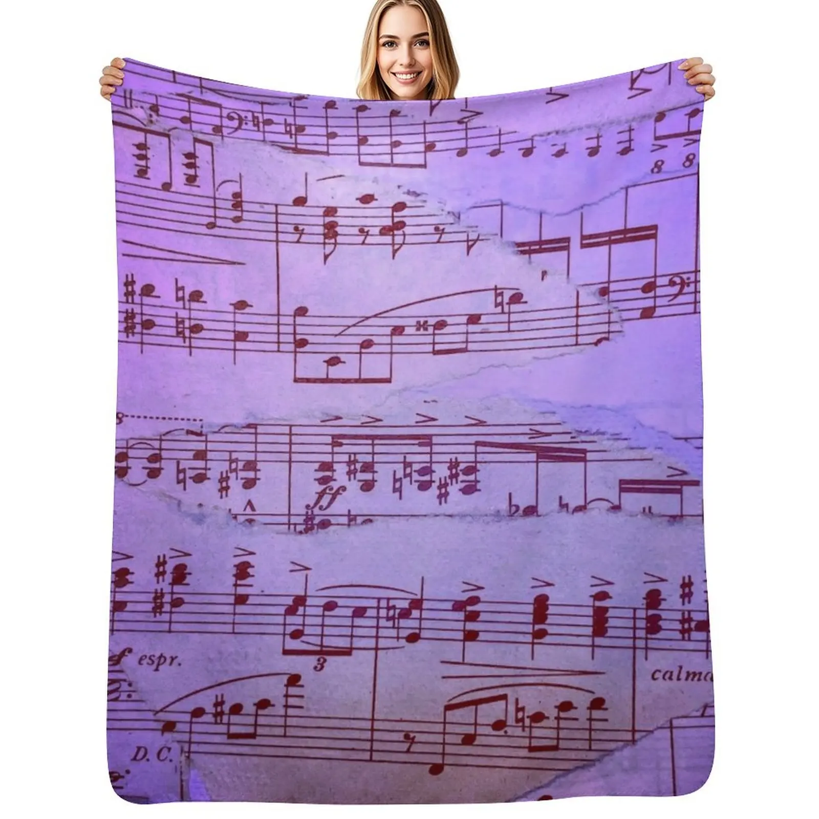 

Blue Sheet Music On Paper Machete Throw Blanket Sofa Thin Plaid on the sofa Beautifuls Blankets