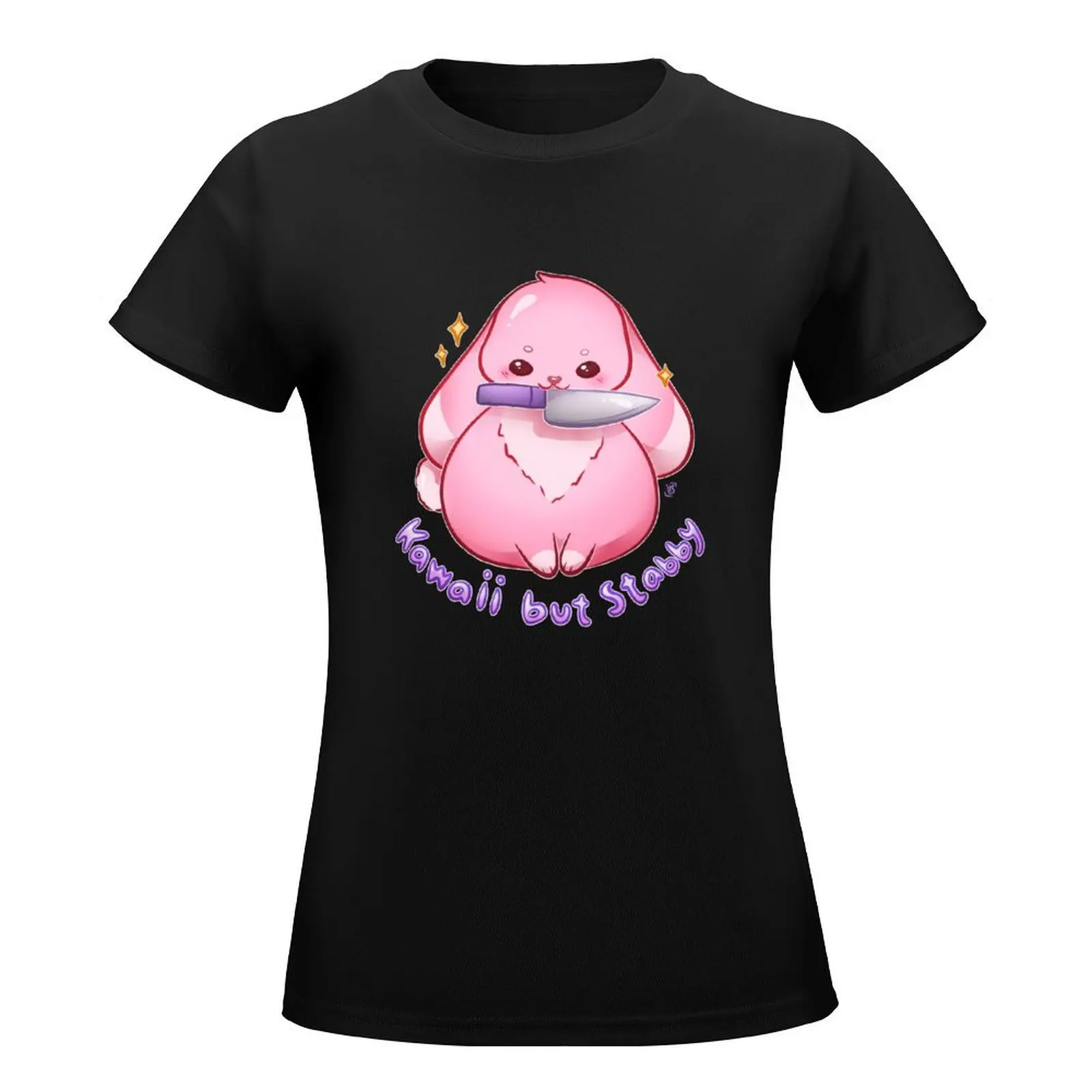 Kawaii but Stabby Bun T-Shirt lady clothes tees Female clothing summer top tshirts for Women